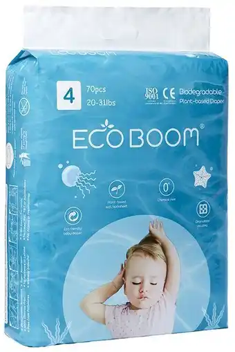 Eco boom plant based diapers l - 70 pack