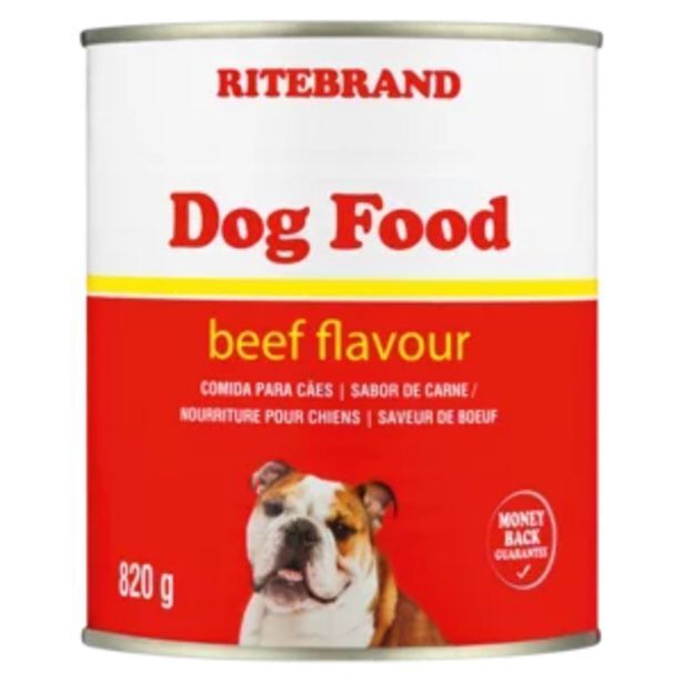 Ritebrand beef flavoured dog food can 820g offer at Shoprite