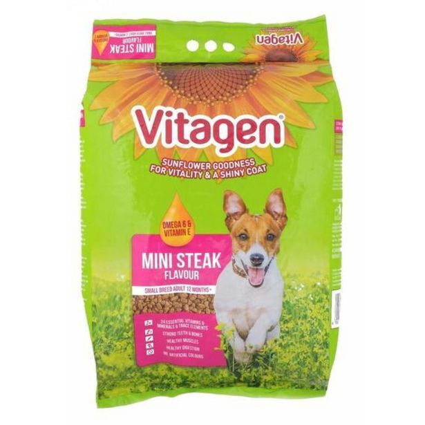 Vitagen mini steak dog food 8 kg offer at Game