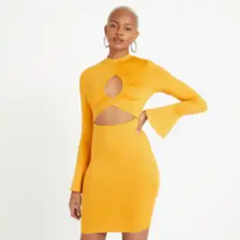 The FIX Women's ochre bodycon dress with cut out detail offer