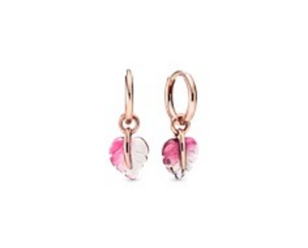 Pandora Pink murano glass leaf hoop earrings offer