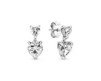 Double heart sparkling stud earrings