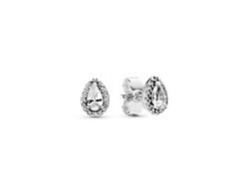 Sparkling teardrop halo stud earrings