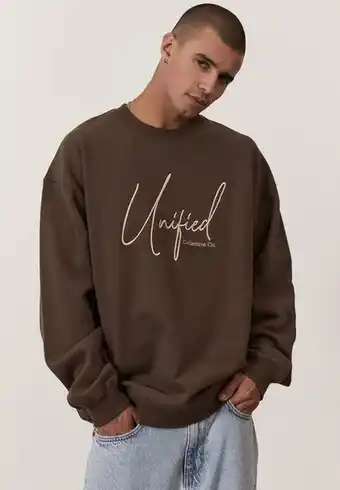 Premium oversized graphic crew - bracken brown unified co