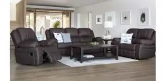 Rochester Camden 3 piece 3 action recliner lounge suite in fabric, brown offer