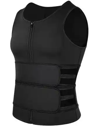 Compression sculpting sauna fat burn zipper vest for men