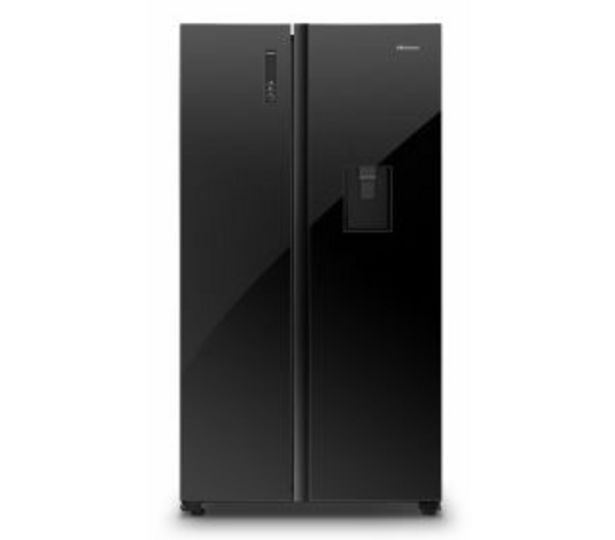 Hisense 514l side by side fridge, black glass h670smibwd offer at Bradlows