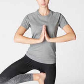 Women's seamless dynamic yoga t-shirt - mottled grey