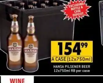 Shoprite Hansa pilsener beer 12 offer