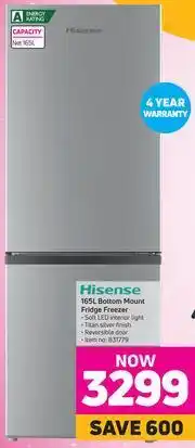 Game Hisense 165Ltr Bottom Mount Fridge Freezer offer