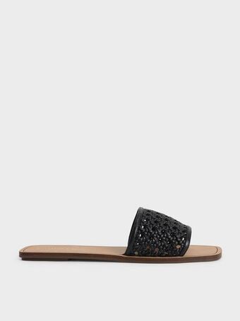 Charles & Keith Woven slide sandals - black offer