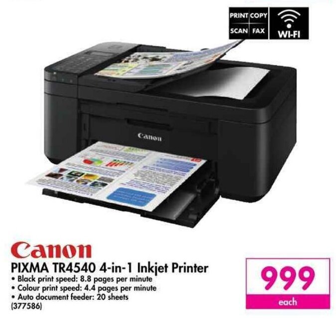 Canon Pixma Tr4540 4 In 1 Inkjet Printer Offer At Makro 5516