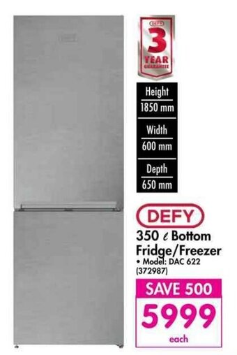 Makro DEFY - 350 L Bottom Fridge / Freezer offer