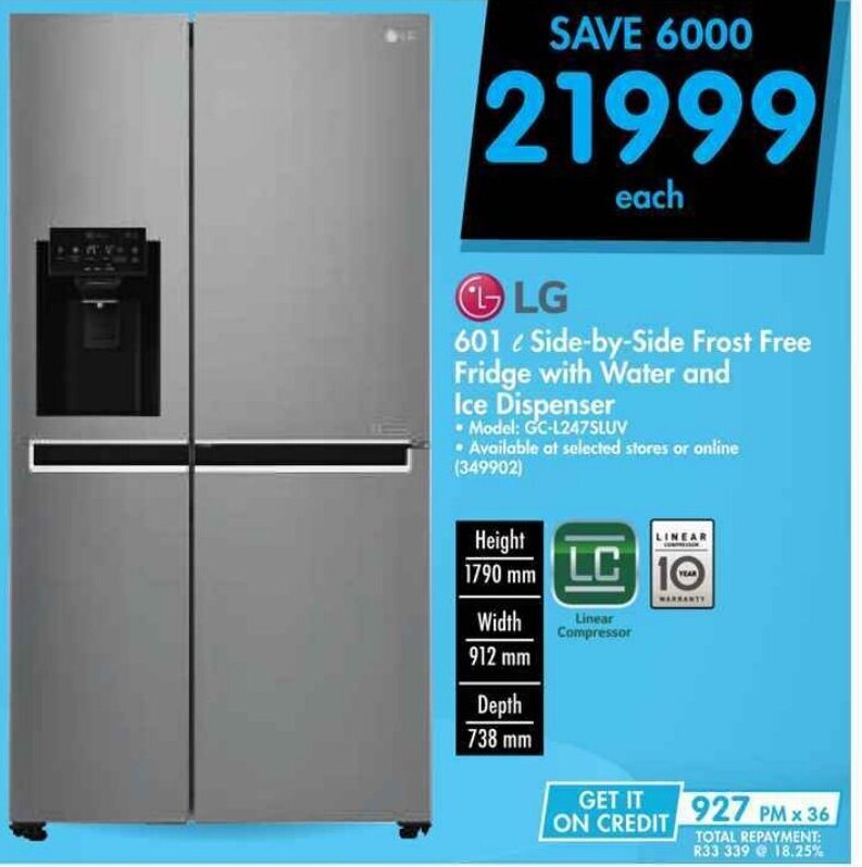 LG 601 L SidebySide Frost Free Fridge with Water and Ice Dispenser