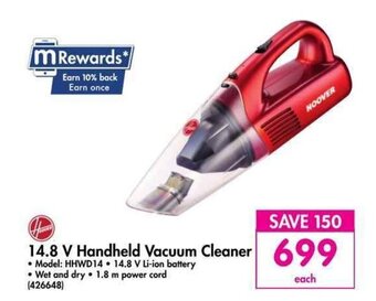 Makro Hoover - 14.8 V Handheld Vacuum Cleaner offer