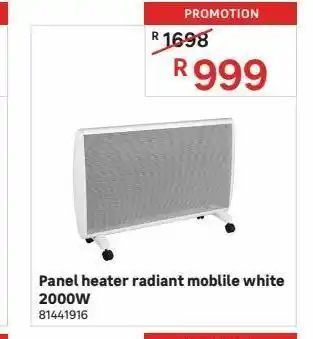 Panel heater radiant moblile white 2000w