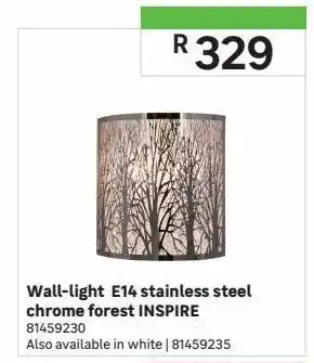 Leroy Merlin Wall light e14 stainless steel chrome forest inspire offer