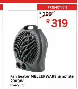 Fan heater mellerware graphite 2000w