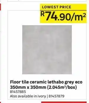 Leroy Merlin Floor tiles ceramic lethabo grey eco 350mm x 350mm (2.045m2/box) offer