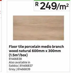 Leroy Merlin Floor tiles porcelain medio branch wood natural 600mm x 300mm (1.5m2/box) offer