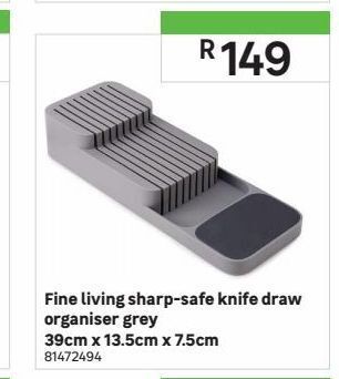 Leroy Merlin Fine living sharp-safe knife draw organizer grey 39cm x 13.5cm x 7.5cm offer