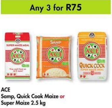 Ace Samp, Quick Cook Maize or Super Maize 3x2,5kg offer at Makro