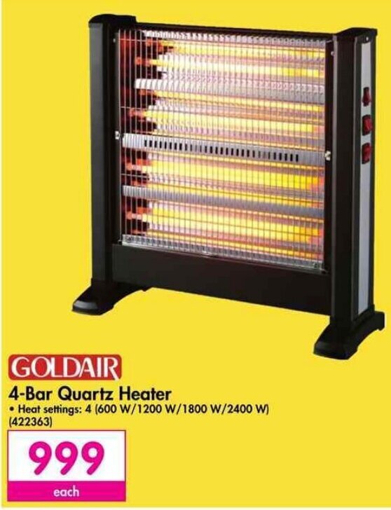Goldair 4-Bar Quartz Heater offer at Makro