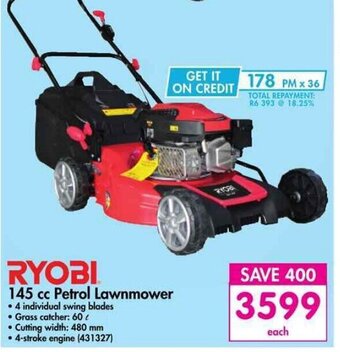 Makro RYOBI - 145 cc Petrol Lawnmower offer