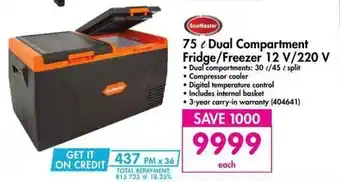 Makro SnoMaster - 75 L Dual Compartment Fridge / Freezer 12 V / 220 V offer