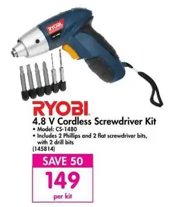 Makro Ryobi - 4.8 V Cordless Screwdriver Kit offer