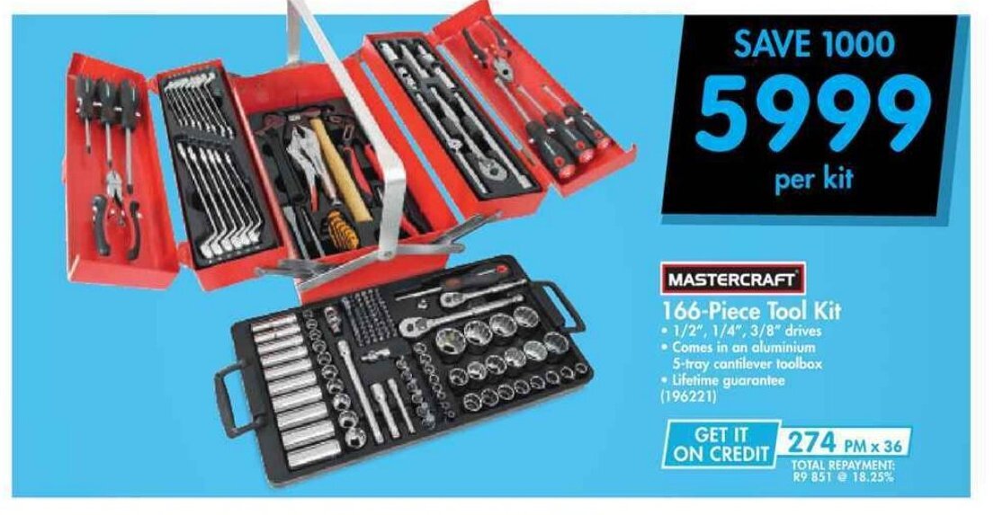 Mastercraft 166Piece Tool Kit offer at Makro