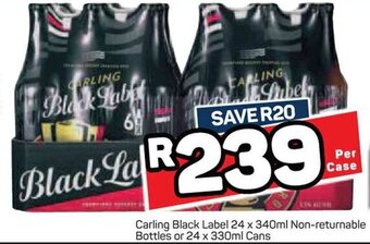 Pick n Pay Carling Black Label 24 x 340ml Non-returnable Bottles or 24 x 330ml Cans offer