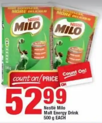 OK Foods Nestlé Milo Malt Energy Drink 500g offer