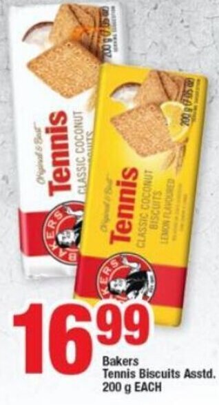 OK Foods Bakers Tennis Biscuits Asstd. 200g offer