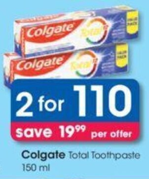 Clicks Colgate Total Toothpaste 150 ml offer