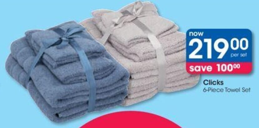 Clicks 6-Piece Towel Set offer at Clicks