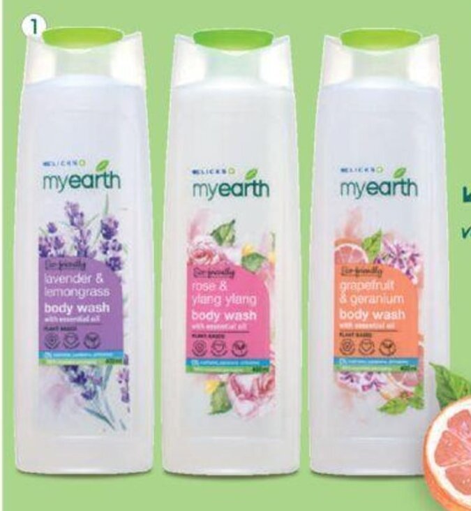 MyEarth Body Wash 400 ml offer at Clicks