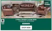 House & Home 3 Piece Zimbali Lounge Suite offer