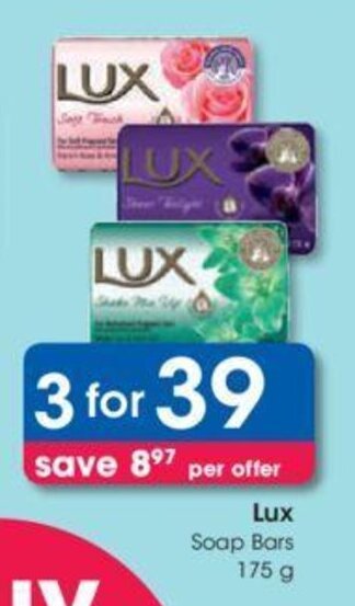 Clicks Lux Soap Bars 175g offer