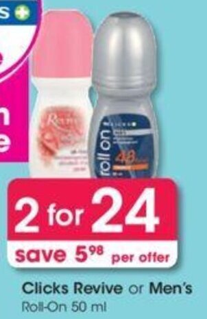 Clicks Clicks Revive or Men's Roll-On 50 ml offer