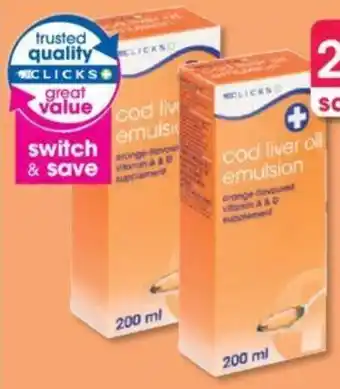 Clicks Clicks Cod Liver Oil Emulsion 200 ml offer