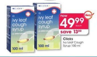 Clicks Clicks Ivy Leaf Cough Syrup 100 ml offer