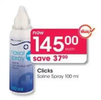 Clicks Clicks Saline Spray 100 ml offer