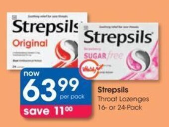 Clicks Strepsils Throat Lozenges 16 or 24 Pack offer