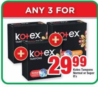 OK Foods Kotex Tampons Normal or Super 8's offer