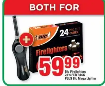 OK Foods Bic Firelighters 24's per pack PLUS Bic Mega Lighter offer