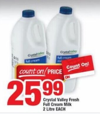 OK Foods Crystal Valley Fresh Full Cream Milk 2 Litre each offer