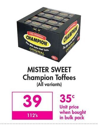 Mister Sweet Champion Toffees 112's