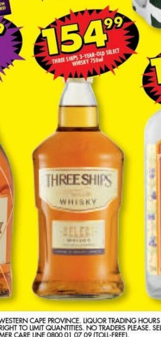 Shoprite Three ships whiskey offer