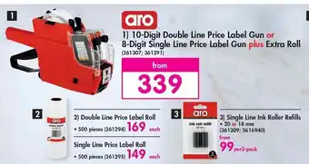 Aro 10-Digit Line Price Label Gun or 8-Digit Single Line Price Label Gun plus Extra Roll